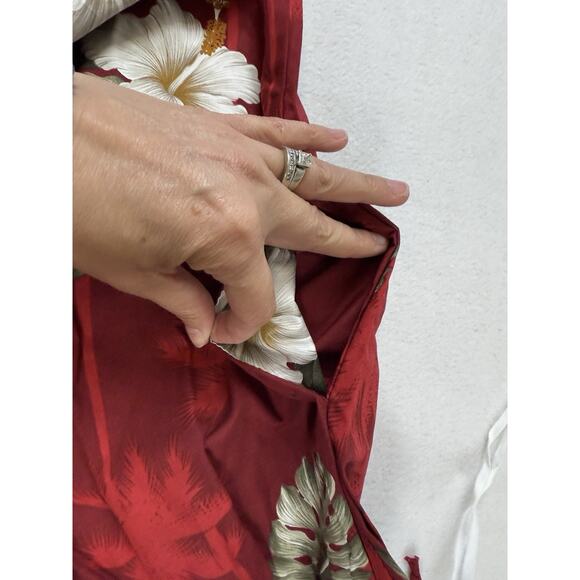 Vtg 90s Pacific Legends Hawaii Womens Red‎ Hibiscus Floral Top Pants Set Coastal - Picture 12 of 16